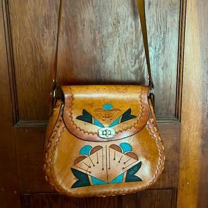 Vintage southwest hand tooled leather purse